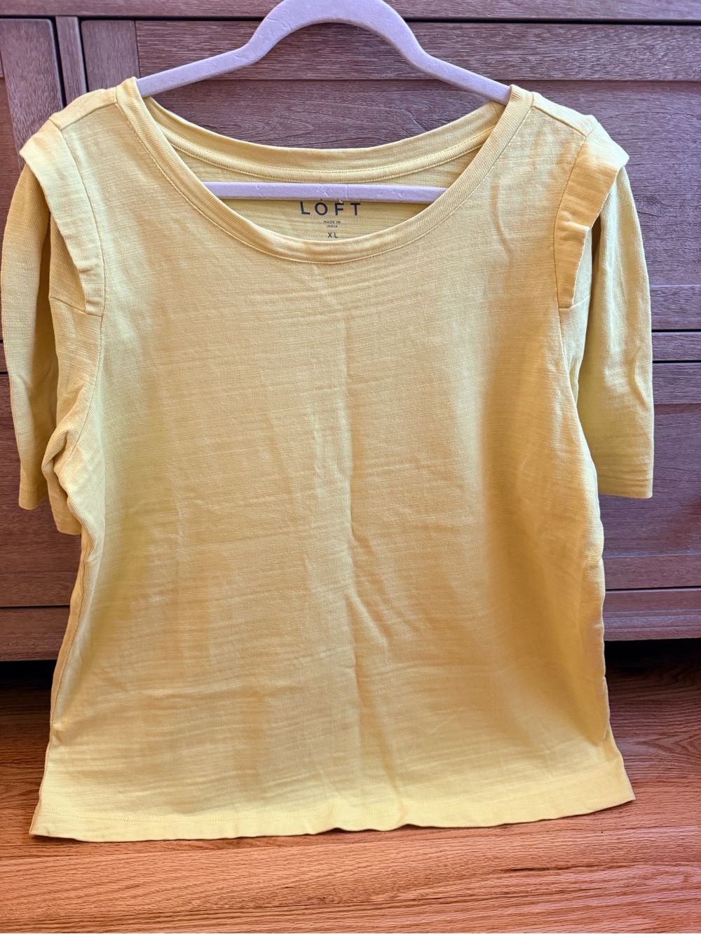 LOFT Cotton Short Sleeve Top in bright yellow